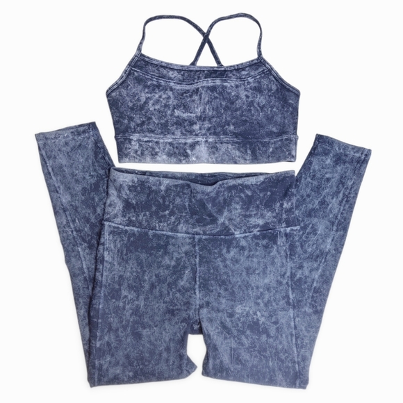 GAP Pants - GAPFIT Blackout Ribbed Seamless Acid Wash Legging   Sports Bra Yoga Set Sz S